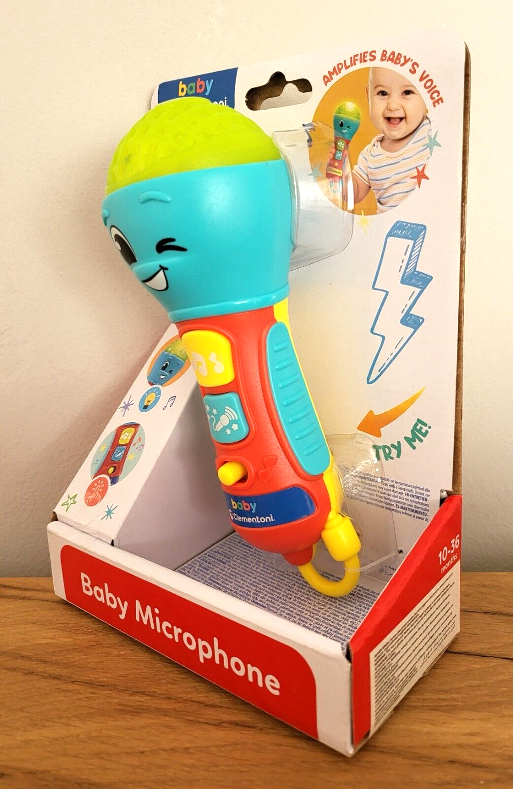 Baby Mikrofon Clementoni Babyspielzeug Mikrophon Spiel 10+ Monate Musik Licht NEU