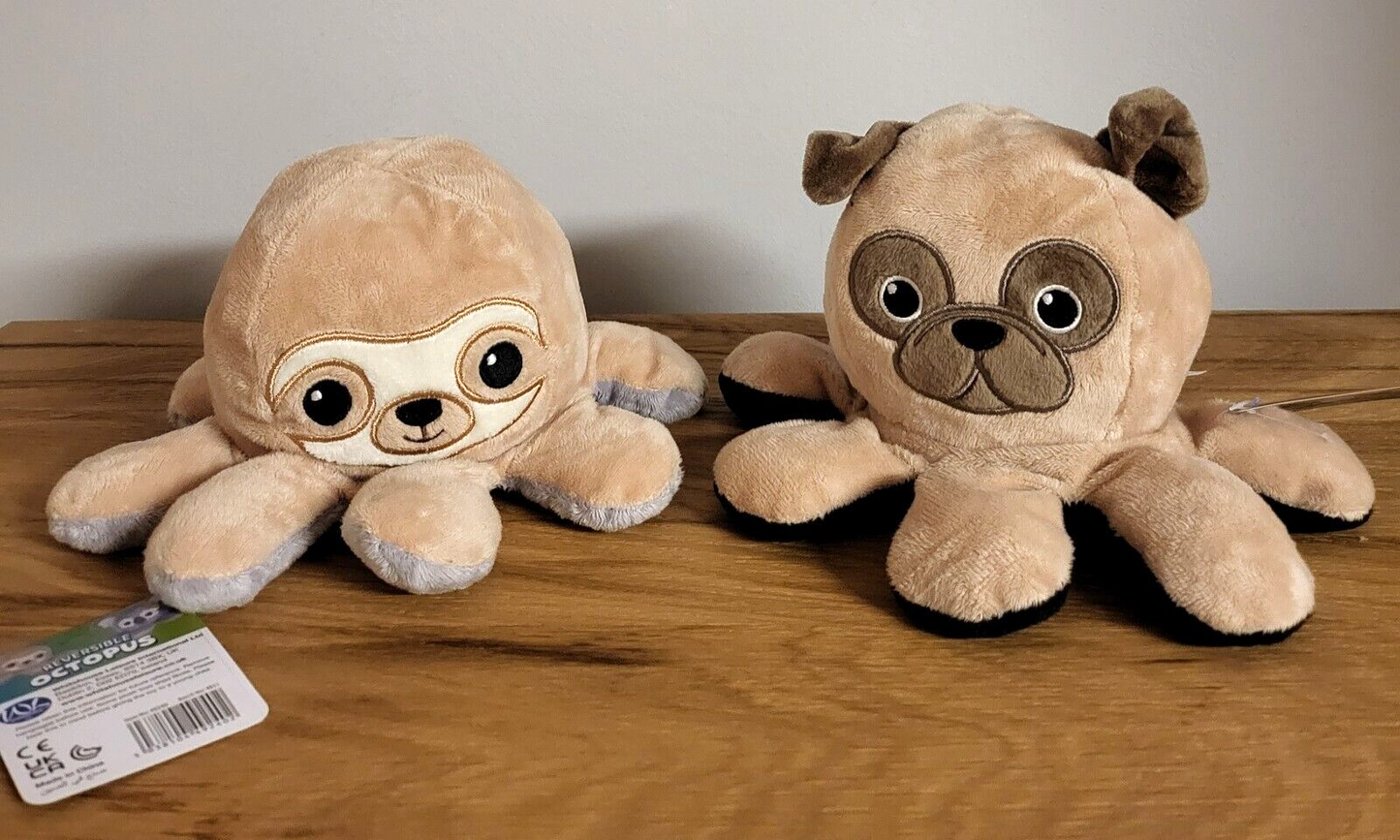 Kuschel/Plüschtier Wendetier Oktopus Dackel/Mops Koala/Faultier NEU 2fach sortiert