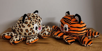 Plüschtier Wendetier Wendbarer Oktopus Leopard / Tiger Spielzeug Kuscheltier 30cm