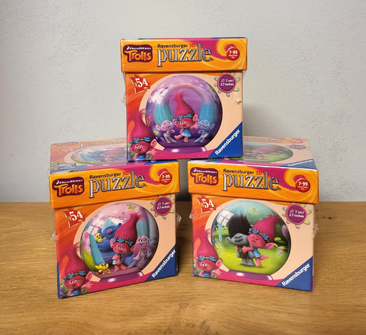 Trolls 3D Puzzle Ravensburger rund 54Teile 7cm Spiel Geschenk Dreamworks NEU