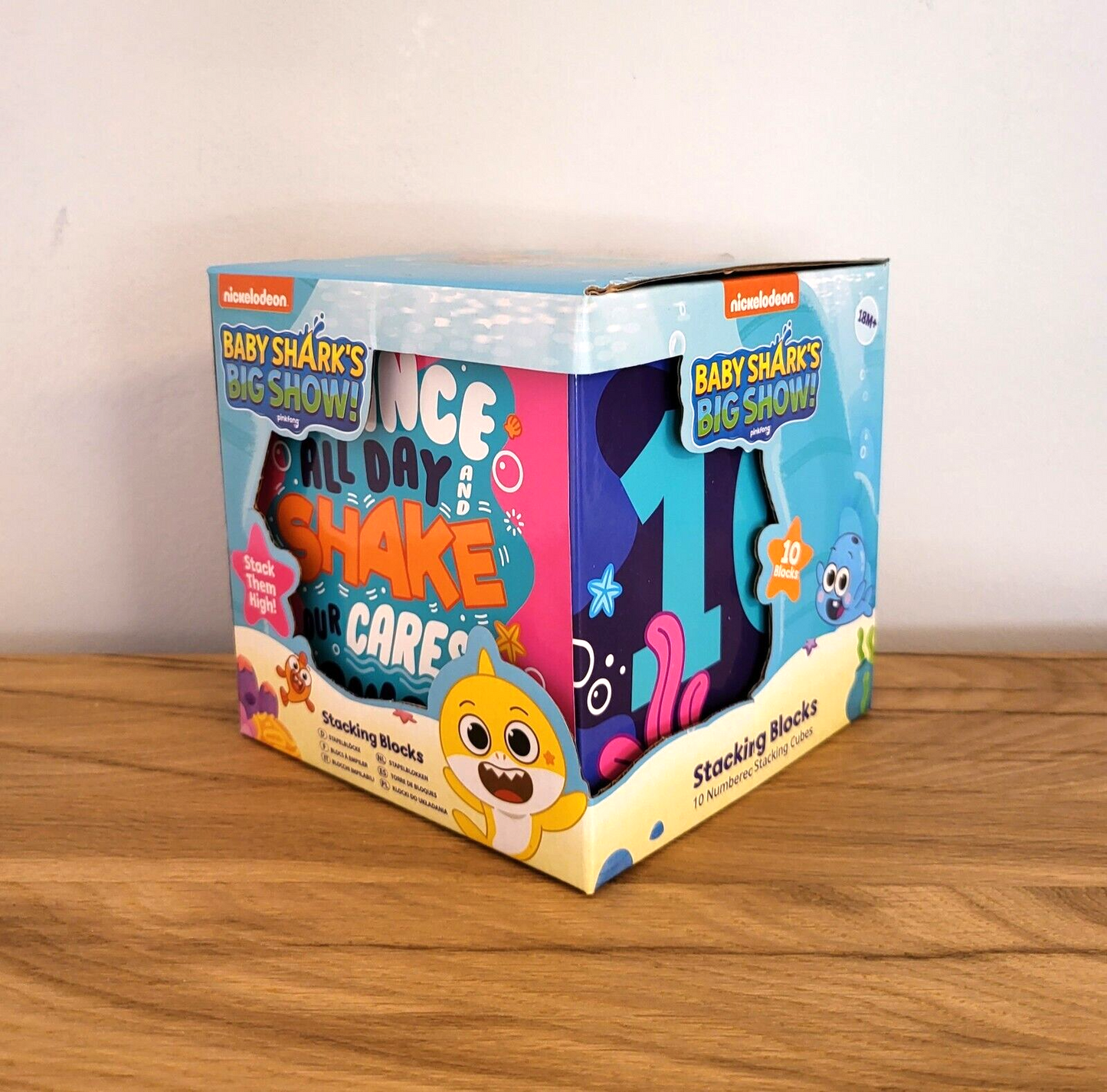 Baby Shark Stapelblöcke 10 Stück Spielzeug Kinder Spiel Babyhai 14,5x14,5cm NEU