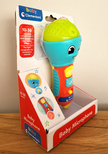 Baby Mikrofon Clementoni Babyspielzeug Mikrophon Spiel 10+ Monate Musik Licht NEU