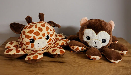 Plüschtier Wendetier Wendbarer Oktopus Giraffe / Affe Spielzeug Kuscheltier 30cm