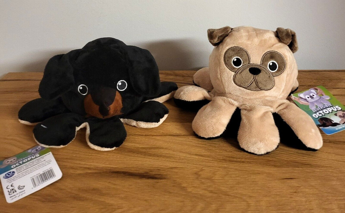 Kuschel/Plüschtier Wendetier Oktopus Dackel/Mops Koala/Faultier NEU 2fach sortiert