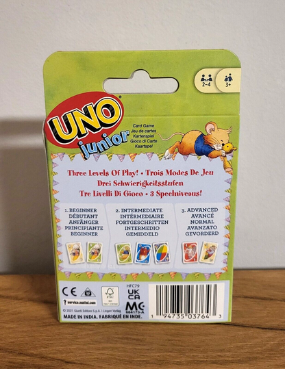 Uno Junior Leo Lausemaus Mattel Kinder Kartenspiel 3 Schwierigkeitsgrade NEU