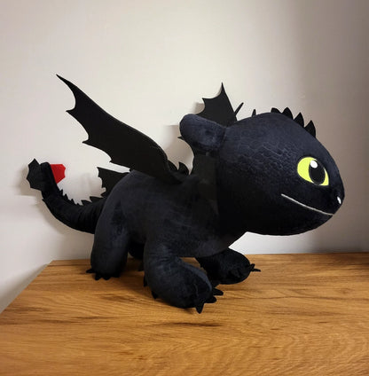 Plüschtier XXL Ohnezahn Dragons Drachenzähmen Nachtschatten Figur Groß 60/40 cm Stofftier Kuscheltier Plüsch NEU