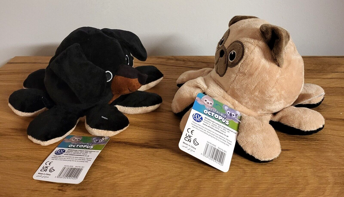 Kuschel/Plüschtier Wendetier Oktopus Dackel/Mops Koala/Faultier NEU 2fach sortiert
