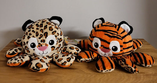 Plüschtier Wendetier Wendbarer Oktopus Leopard / Tiger Spielzeug Kuscheltier 30cm