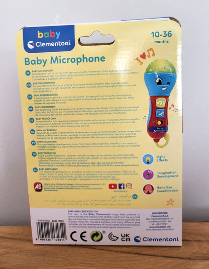 Baby Mikrofon Clementoni Babyspielzeug Mikrophon Spiel 10+ Monate Musik Licht NEU