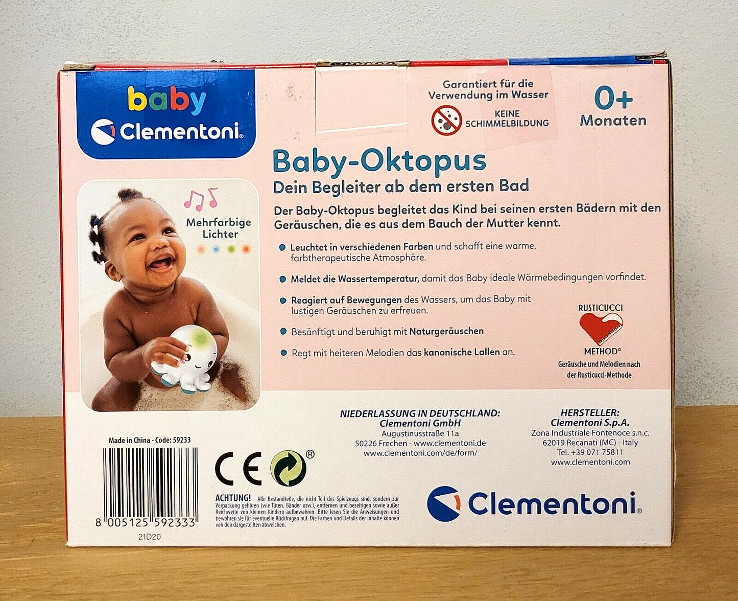 Badespielzeug Clementoni Baby Oktopus Bad, Musik Licht Temperatur Spielzeug NEU